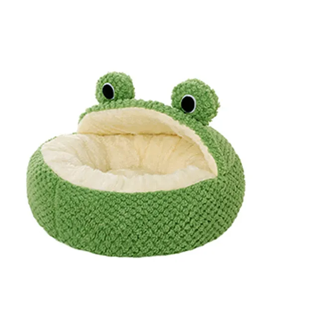 【酷博士】Q版青蛙保暖寵物窩 半棚款(寵物床 寵物墊)