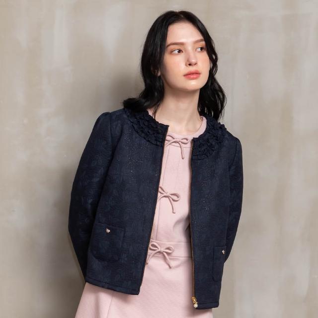 【perng yuh 芃諭名品】亮采迷人 緹花暗紋 鋪棉短外套(2023 AW Collection｜2C秋冬系列)