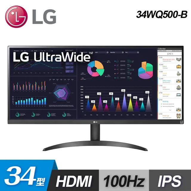 【LG 樂金】【LG 樂金】34型 UltraWide 34WQ500-B 智慧多工螢幕