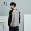 【GAP】男女同款 Logo印花圓領長袖上衣-灰色(841247)