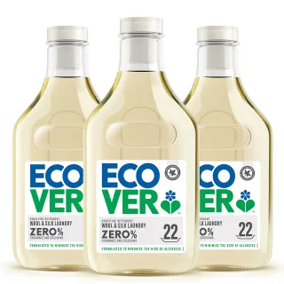 【ECOVER宜珂】無添加ZERO親膚低敏洗衣精(1500ml x3罐)