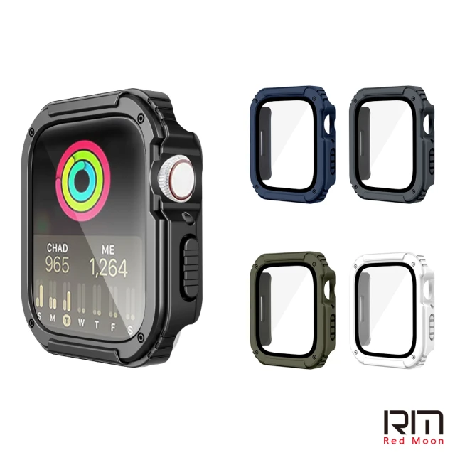 RedMoonRedMoon APPLE Watch Ultra 2 / Ultra 49mm 衝鋒盔甲錶殼 9H鋼化玻璃+PC全包覆雙料防摔保護殼