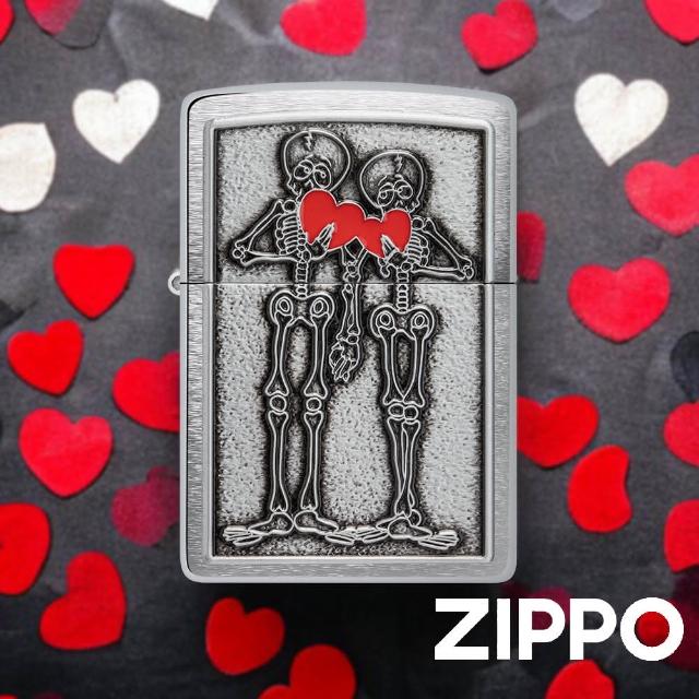 【Zippo】紅心骷髏情侶防風打火機(美國防風打火機)