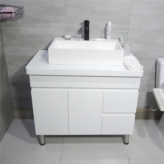 【聯德爾】LG人造石檯面人造石盆浴櫃組90公分(防水發泡板 方型台上盆 人造石檯面)