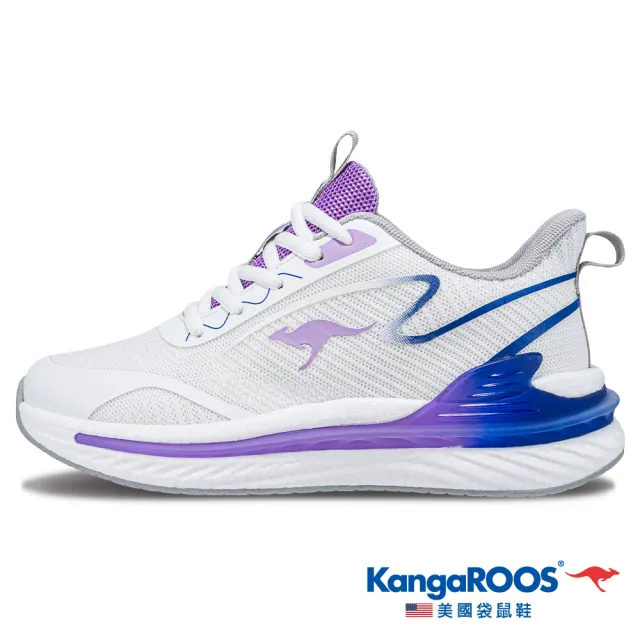 【KangaROOS】女 RUN DASH 科技機能跑鞋 流線優雅 支撐穩定 輕量透氣(白紫藍-KW41197)