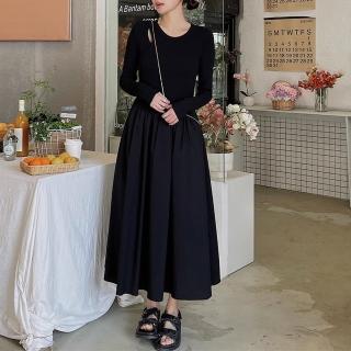 【Amirr 艾米爾】★ 氣質名媛A字連身裙(女上衣/長袖/長裙)