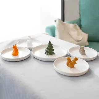 【好物良品】北歐立體聖誕樹裝飾收納陶瓷盤(收納盤 陶瓷盤 耳環收納 戒指收納 小物收納)
