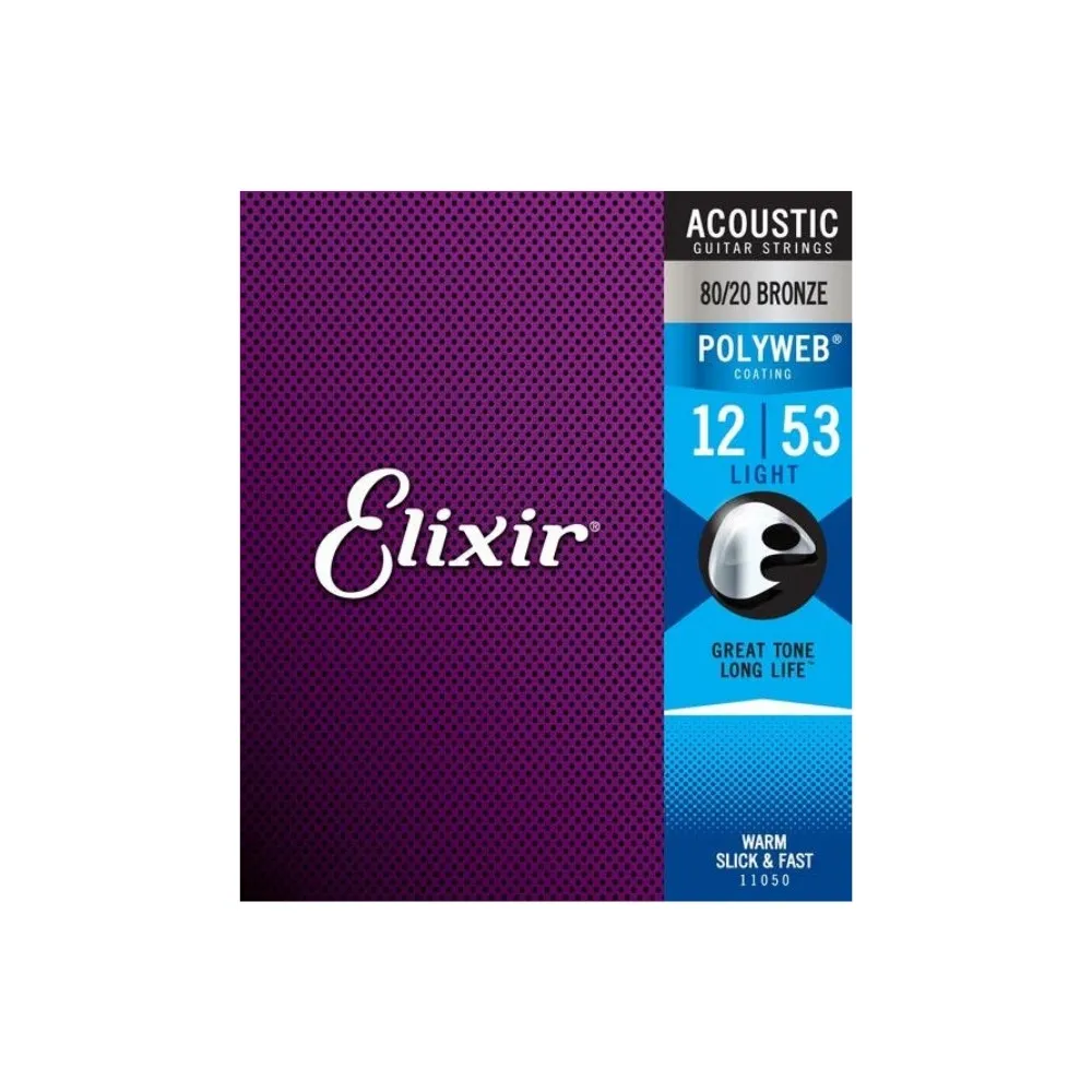 【ELIXIR】11050 黃銅木吉他厚膜包覆弦／12-53／POLYWEB／抗鏽／(原廠公司貨 美國製造 品質保證)