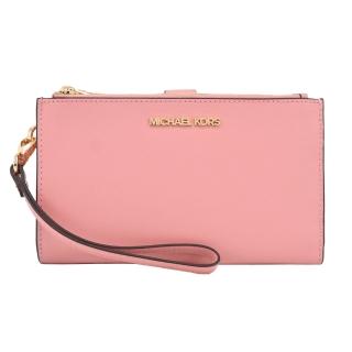 【Michael Kors】JET SET防刮多功能手掛式中長夾(玫瑰粉)