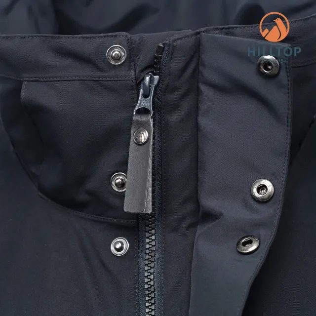 【Hilltop 山頂鳥】GORE-TEX 透氣 保暖可拆帽大衣外套 男款 黑｜PH22XM25ECA0(可銜接內件)