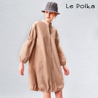 【Le Polka】造型抽皺棉質洋裝-女