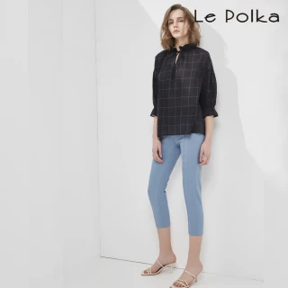 【Le Polka】都會款水藍色八分褲-女