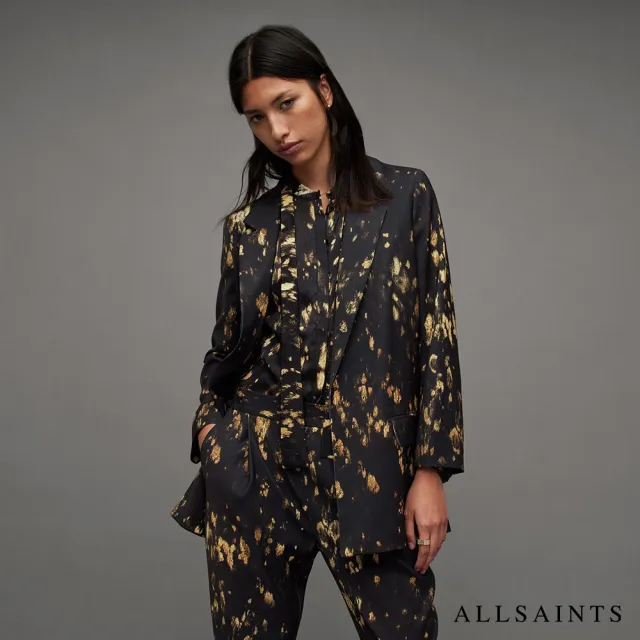 【ALLSAINTS】ALEIDA RONNIE 俐落開襟金屬感印花西裝外套 WT031Z(修身版型)