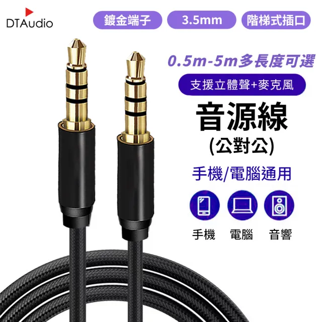 【DTAudio】立體聲麥克風音源線 2m(4極 AUX 音頻線 喇叭線)