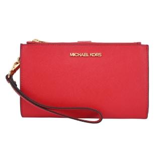 【Michael Kors】JET SET防刮多功能手掛式中長夾(紅)