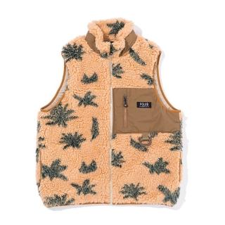 【POLER STUFF】日本限定 JACQUARD SHERPA VEST 外層羔羊絨保暖背心(自然棕印花)