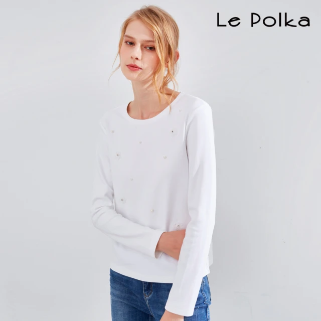 【Le Polka】珍珠小花工藝上衣-女