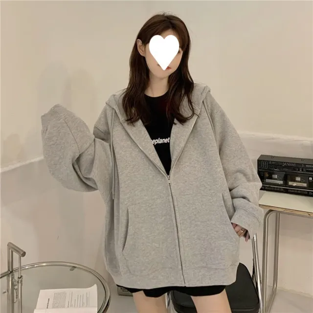 【D.studio】韓版鹽系慵懶風寬鬆內刷毛連帽外套(上衣 女裝 衣服 外套 長袖上衣V J32)