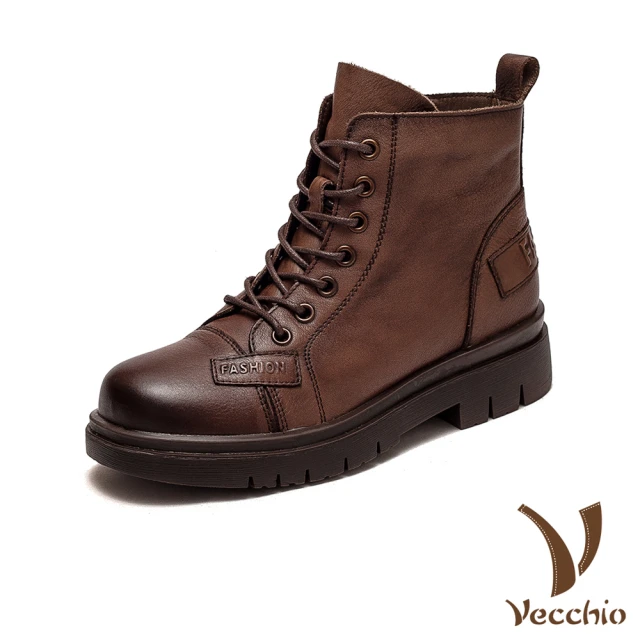 Vecchio 真皮馬丁靴 牛皮馬丁靴/真皮頭層牛皮時尚個性休閒馬丁靴(棕)
