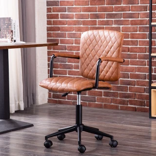 【E-home】Bowen波文工業風復古扶手電腦椅-棕色(辦公椅 網美椅 工業風)