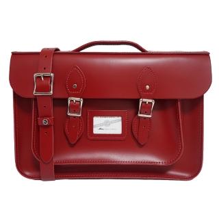 【The Leather Satchel Co.】15吋 英國手工牛皮劍橋包 手提包 肩揹包 側肩包 後揹包 多功能三用包(心機紅)