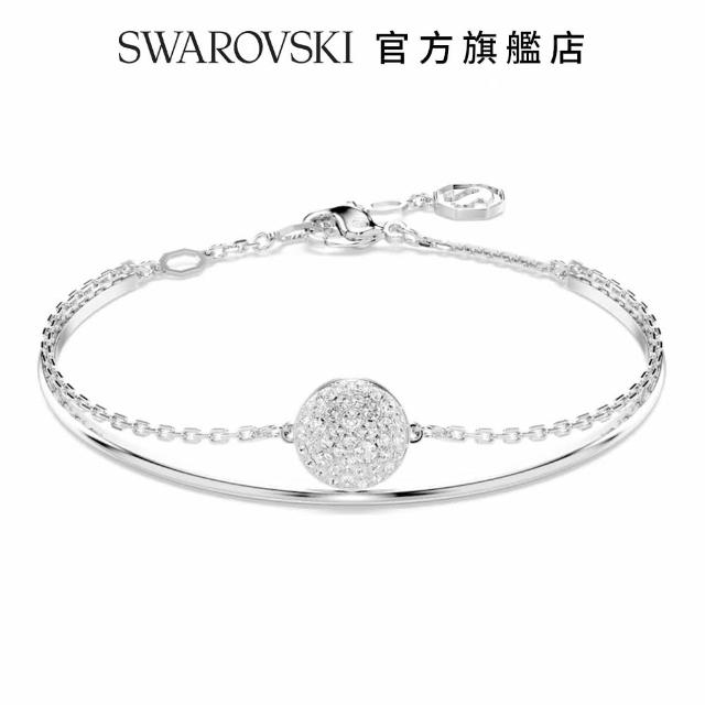 【SWAROVSKI 官方直營】Sublima 手鐲 白色 鍍白金色