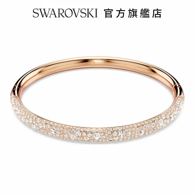 【SWAROVSKI 官方直營】Meteora 手鐲 雪花密鑲 白色 鍍玫瑰金色調