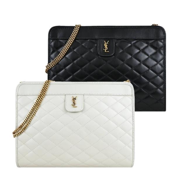 【YSL】VICTOIRE金屬LOGO縫線小羊皮肩背/斜背包(任選)