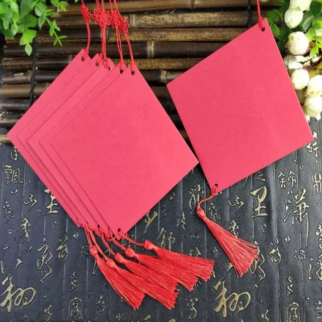 【子玄】菱形流蘇卡紙 DIY紅色許願卡20張(菱型卡片 手寫春聯卡 許願卡  祈福卡)
