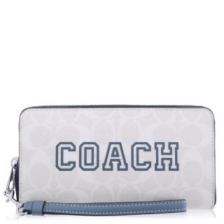 【COACH】經典 PVC / Long Zip Around / 手腕式 長夾(藍白)