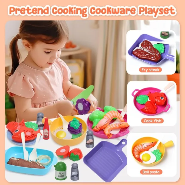 【CuteStone】兒童仿真廚具與切切樂益智玩具42件套裝組合