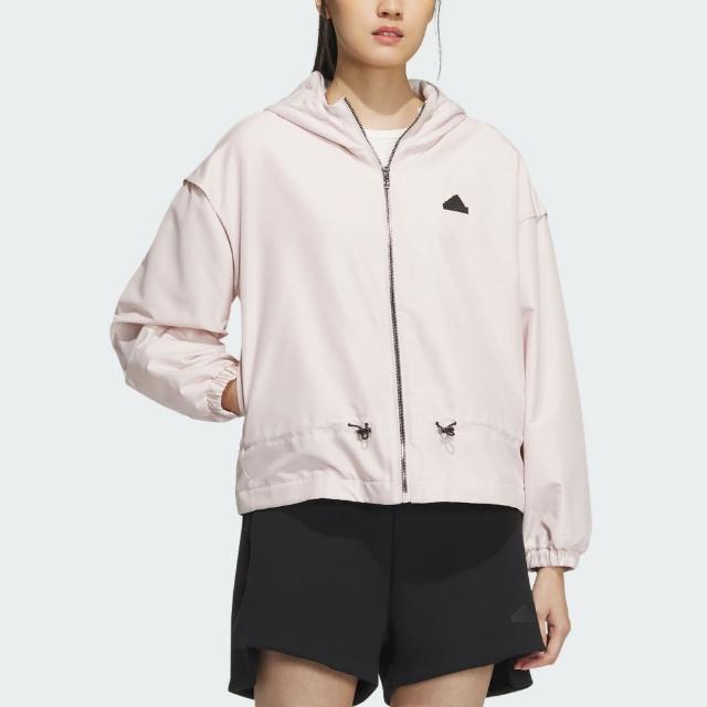 【adidas 愛迪達】外套 女款 運動連帽外套 TECH WV JKT 粉 IM8815