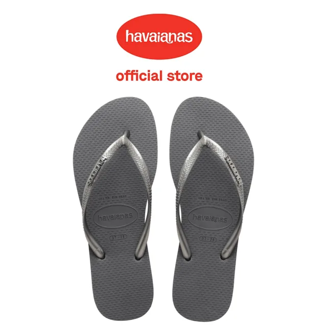 【havaianas 哈瓦仕】拖鞋 女鞋 夾腳拖 金屬logo  Slim Logo Metallic 銀灰 4119875-5178W(哈瓦士)