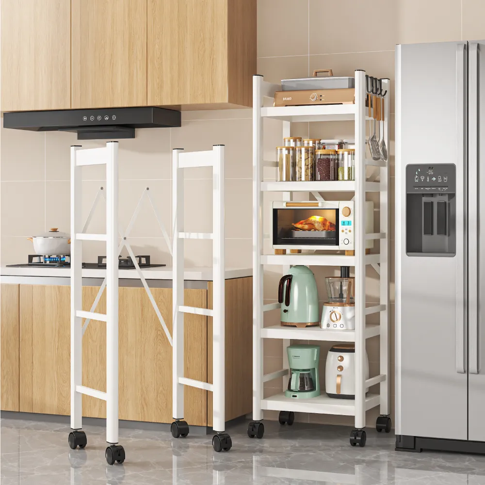 【慢慢家居】五層40寬-全碳鋼超耐重廚房可移動電器架置物架(W40xD40.5xH155cm)