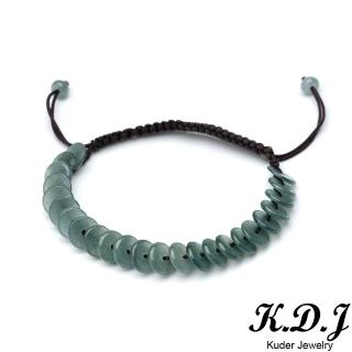 【K.D.J 圓融珠寶】冰種藍水錢滾錢手鍊翡翠天然A貨(活圍可調)