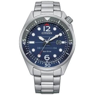 【CITIZEN 星辰】GENT’S 聖誕節推薦款 光動能腕錶 44mm 藍(AW1716-83L)