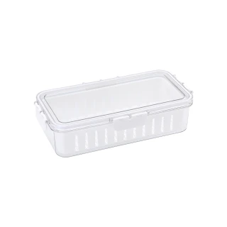 【生活采家】加厚瀝水保鮮盒(長形扁款2L)