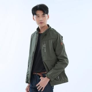 【遊遍天下】男款GlobeTex防水防風保暖刷毛軟殼外套 夜幕綠(登山騎車 M-5L 大尺碼)