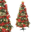 【摩達客】7尺/7呎 210cm 特仕幸福型裝飾綠色聖誕樹(綺紅金雪系配件/含全套飾品/不含燈/本島免運費)
