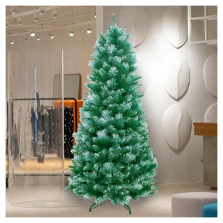 【摩達客】耶誕-6尺/6呎-180cm彈簧摺疊豪華松針混葉刷雪白頭綠色聖誕樹(組裝便利/本島免運費)