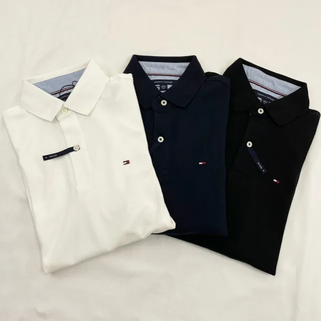 【Tommy Hilfiger】長袖polo衫 彈性 polo衫 湯米 大尺碼 下擺開衩 長袖 平輸品(長袖 8896)