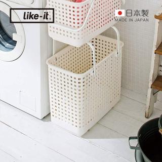【日本like-it】日製可堆疊加高洗衣隙縫籃-L