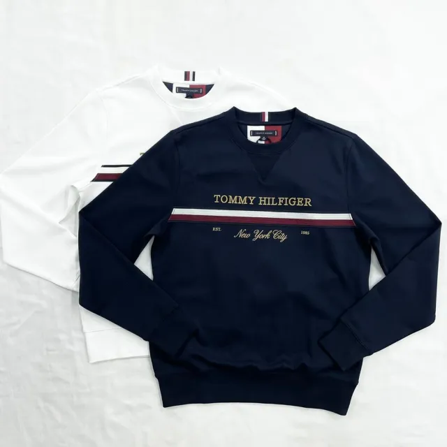 【Tommy Hilfiger】立體刺繡logo 大學T 無刷毛 湯米 男長袖 平輸品(男長袖9391BA3)
