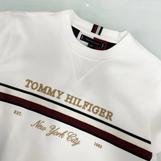 【Tommy Hilfiger】立體刺繡logo 大學T 無刷毛 湯米 男長袖 平輸品(男長袖9391BA3)