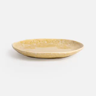 【HOLA】WAGA 斑斕陶瓷亮釉平盤19cm 黃