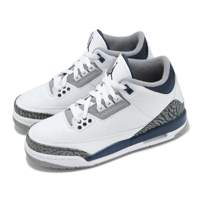 NIKE 耐吉NIKE 耐吉 休閒鞋 Air Jordan 3 Retro GS 大童 女鞋 白 灰 午夜藍 三代 復刻 AJ3(DM0967-140)
