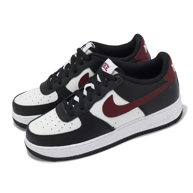 NIKE 耐吉NIKE 耐吉 休閒鞋 Air Force 1 GS 大童 女鞋 黑 紅 AF1 皮革 經典(FZ4351-001)