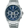 【SEIKO 精工】CS系列 條紋三眼計時腕錶 41mm-藍/SK027(SBTR033J/8T63-01T0B)