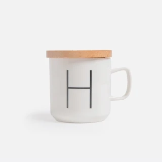 【HOLA】午茶時光木蓋字母馬克杯-H