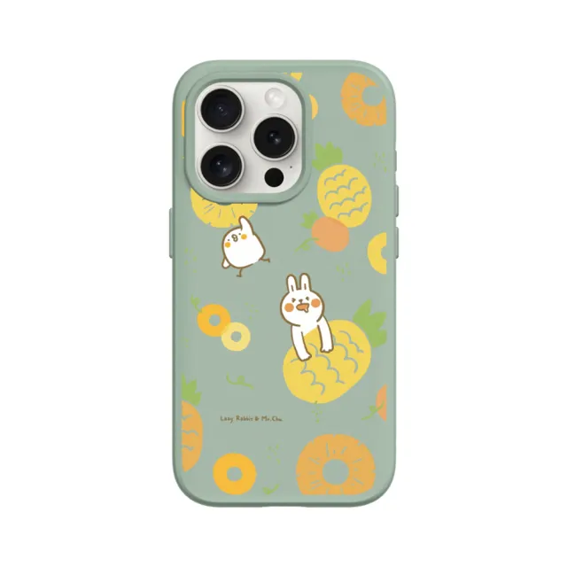 【RHINOSHIELD 犀牛盾】iPhone 14/Plus/Pro/Max SolidSuit MagSafe兼容 磁吸手機殼/鳳梨(懶散兔與啾先生)